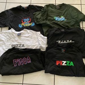 6 brand new/worn once Pizza skateboards shirts